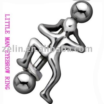 fashion little man eyebrow ring 316L steel piercing jewelry