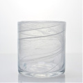 Cylinder Tea Light Colored Cloudy Glass Candle Holder