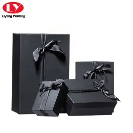 Custom Matte Black Cardboard Jewelry Box Packaging