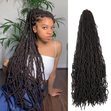36 inch Black Soft Goddess Braiding Dreadlocks Hair For Black Women Nu Locs Crochet Braid Hair Synthetic Faux Locs Extension