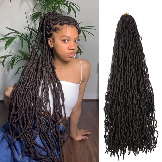 36 inch Black Soft Goddess Braiding Dreadlocks Hair For Black Women Nu Locs Crochet Braid Hair Synthetic Faux Locs Extension