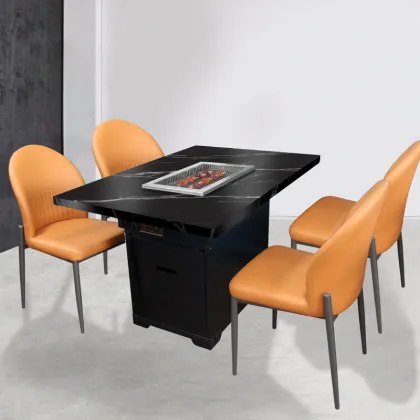 Heating tube barbecue dining table