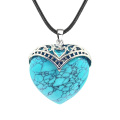 Turquoise Antique Silver Alloy Heart Pendant for DIY Making Jewelry