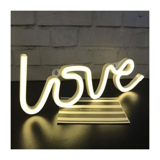 Custom White Love Mini Battery Wireless Flex Outdoor Neon LED Light for Desk