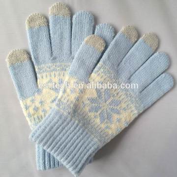 Snow Jacquard Touch screen Gloves for telephone/ touch screen winter gloves
