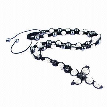 Promotional Jewelry Necklace, Rosary Cross, Chequered with Black and White Beads