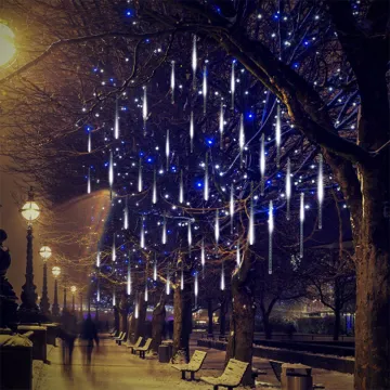 White Meteor Shower Led Rain Icicle Lights