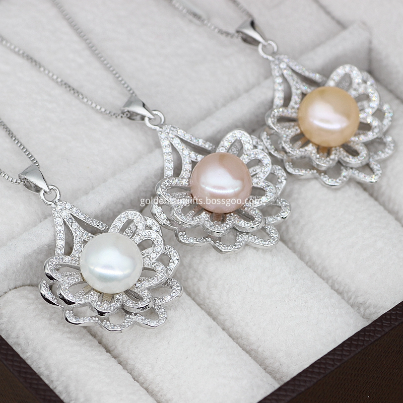 Silver Jewelry Pearl Pendant Necklace 