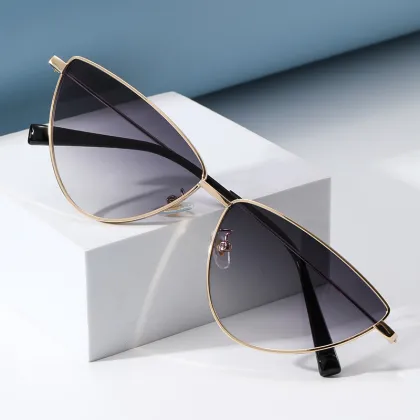 Vintage Cateye Sun Glasses - Retro Small Metal Frame Sunglasses for Women