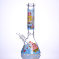 35 cm/13,8 pollici, occhiale hippies, bronging da beche di vetro con motivazione da cartone animato, tubo d'acqua di vetro borosilicato, bong di vetro, caveah di vetro