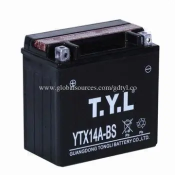 Motorcycle battery with 12V/14Ah, modeled as YTX14L-BS