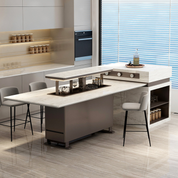 Luxe eilandtafel met geïntegreerde koeler en wijnkoeler