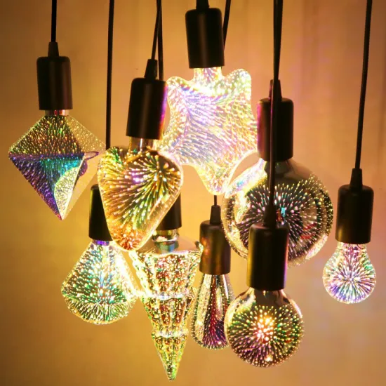 RGB Colorful Vintage Edison Glass LED Firework Bulb with Star Heart for Romantic Atmosphere