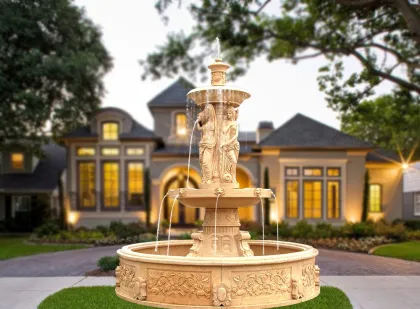Hot Selling Stone Carving Marble Four Season Ladies Big Water Fountain