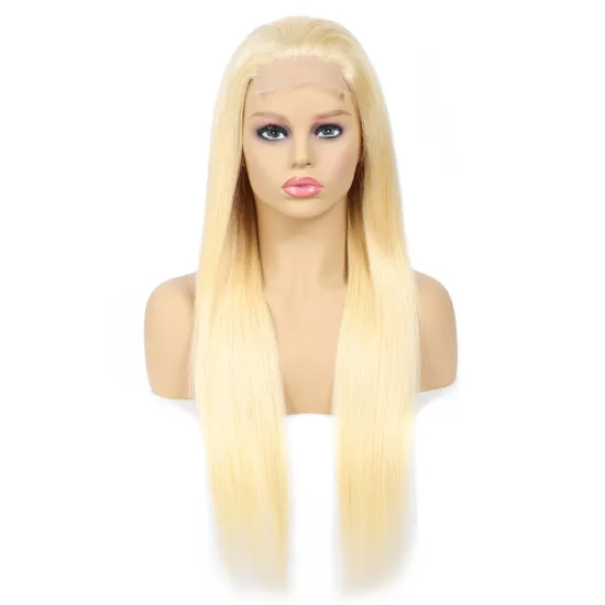 #613 Blonde Human Hair Lace Closure Wig 100% Human Hair Straight Glueless Real Cuticle Aligned Hair Lace Front Wigs