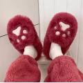 Strawberry Bear Fuzzy Slippers