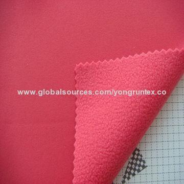 Combined fabric, 96% polyester/4% spandex for shell and 100% polyester for fleece