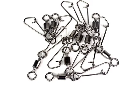 200Pcs/Lot Fishing Rolling Swivel With Hooked Snap Fish Lure Connector 5# 28kg/Brand Steel Alloy Fishing Tools