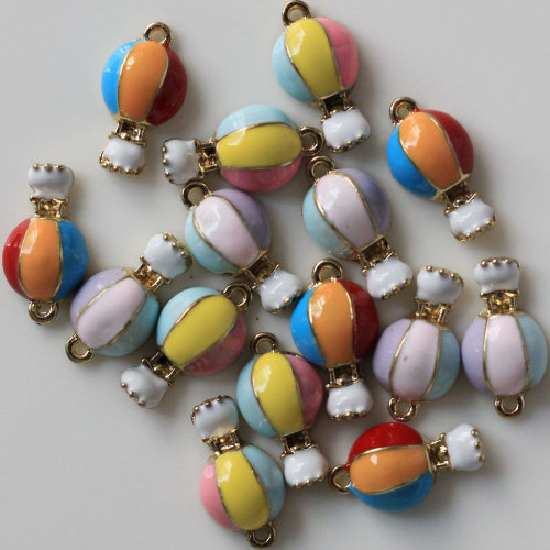 100pcs/lot Colorful Alloy Hot Air Balloon Alloy Enamel Charms Metallic Pendants DIY Bracelet Earring Jewelry Making Accessories