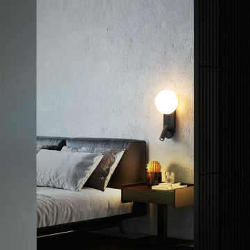 Modern Black LED Bedside Reading Light - 4W+3W