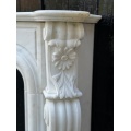 Antique-Style Ornate Fireplace Mantel with Floral Motif