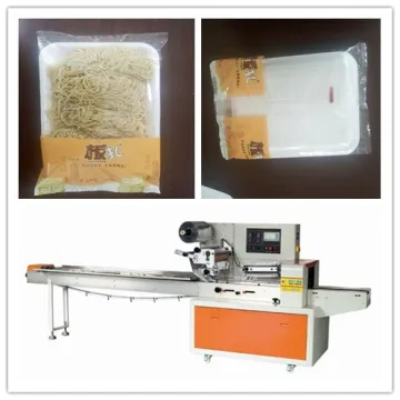 Fresh noodle in tray flow packaging machine