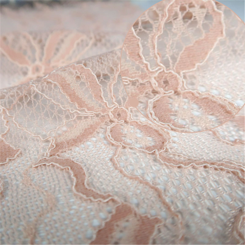 Rayon-Baumwolle bedruckte rosa Spitzenstickerei-Kleiderstoffe