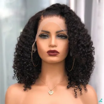 Wholesale Raw Indian Virgin Kinky Curly Hair Hd Full Lace Frontal Bob Wig Natural Human Hair Transparent Lace Front Wig Vendor