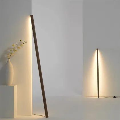 Nordic Solid Wood LED Floor Lamp for Bedroom and Living Room