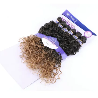 xuchang dadi factory wholesale reyna wave 6pcs synthetic hair weaving,ombre color double weft synthetic hair extensions
