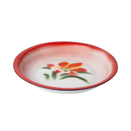Enamel Custom Metal Steel Dinner Tin Round Deep Rice Plate Sets for Houseware