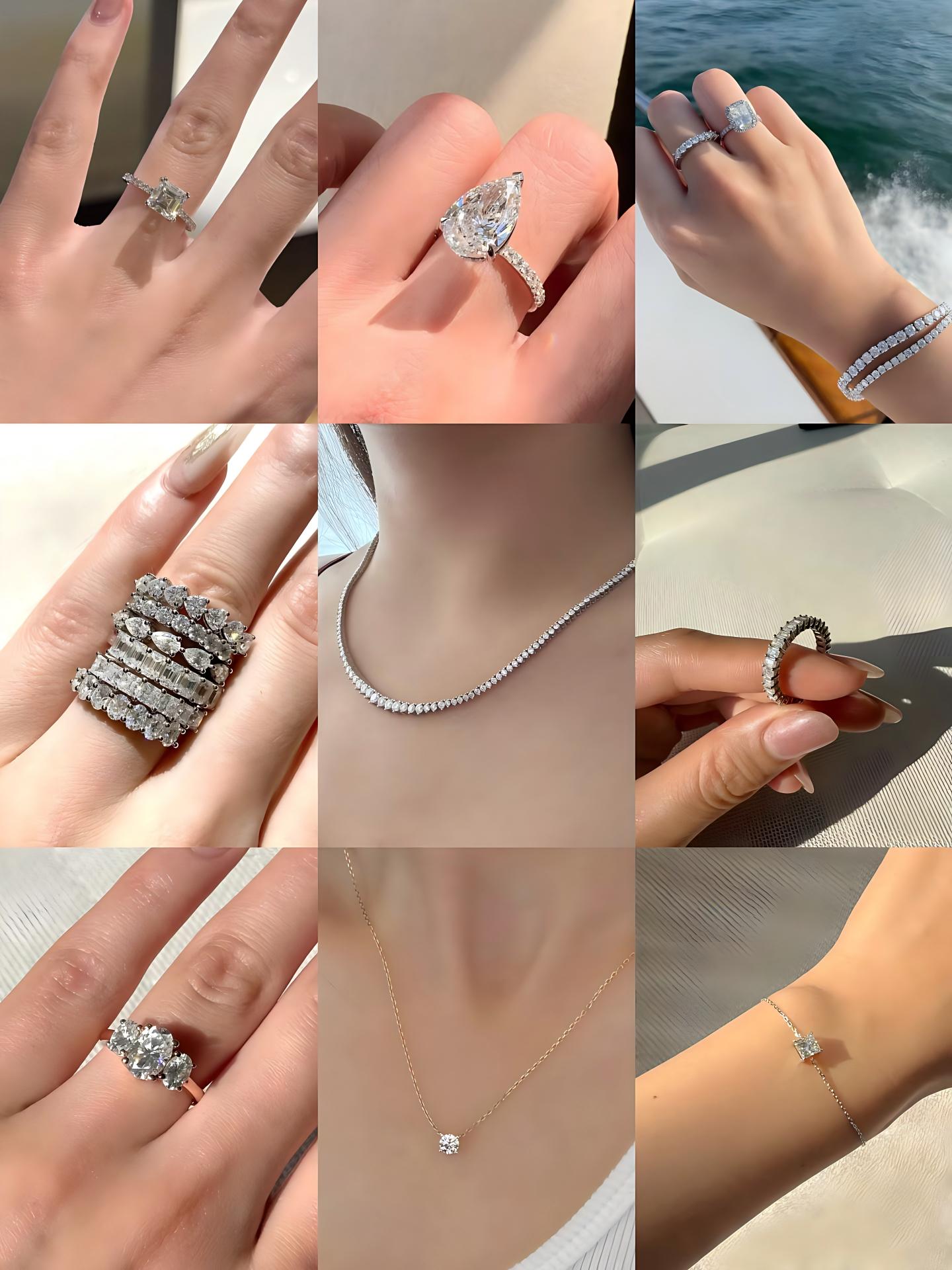 Hand Showcase တွင် စုထားသော Diamond Eternity Bands