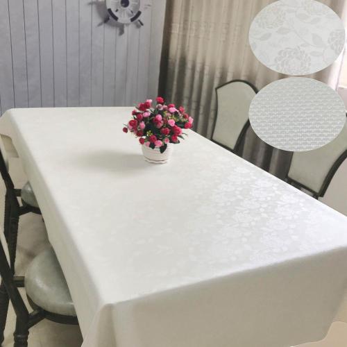 Glänzende elegente weiße PU -Tischdecke für Bankett im Freien