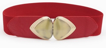Wide Fashion woman elastic belt with heart buckle