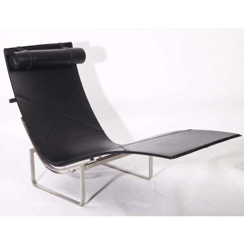 Réplique de chaise longue Poul Kjaerholm PK24 en cuir