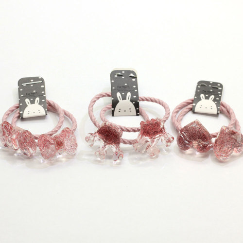 Titolari di coda di cavallo elastici per capelli con fiocco glitter rosa bowknot corone all&#39;ingrosso neonate coreane