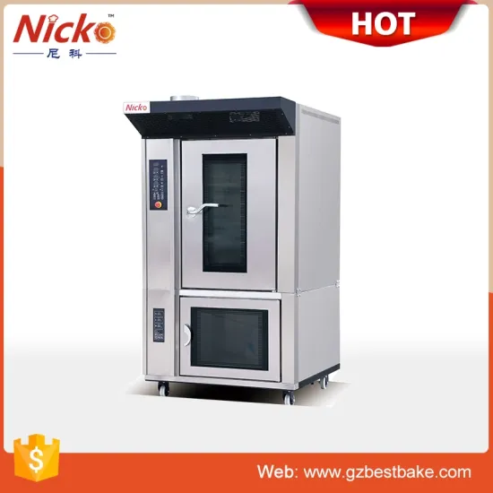 Combination Rotary Oven with Bread Proofer Bakery Machine with Proofer 2 Deck 4 Tray Heavy Duty Electric Pizza Sale Bakery Equipment Stainless Steel Oven