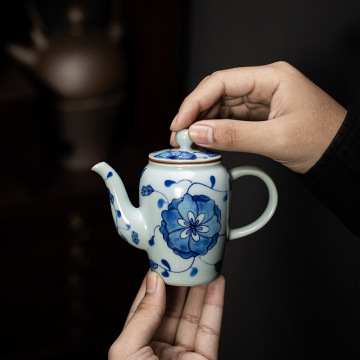 Japanese-Style Blue and White Porcelain Kung Fu Tea Set with Small Capacity Teapot