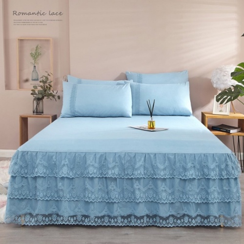 Three layers lace edge bed skirt