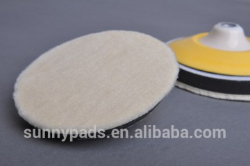 7" Knitted buffing wool pad work with PU flexedge backing plates