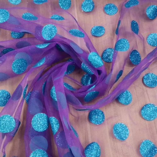 Polka Dot Tulle Fabric Polka Dot Turkey Blue Glitter Tulle Dresses Fabric Manufactory