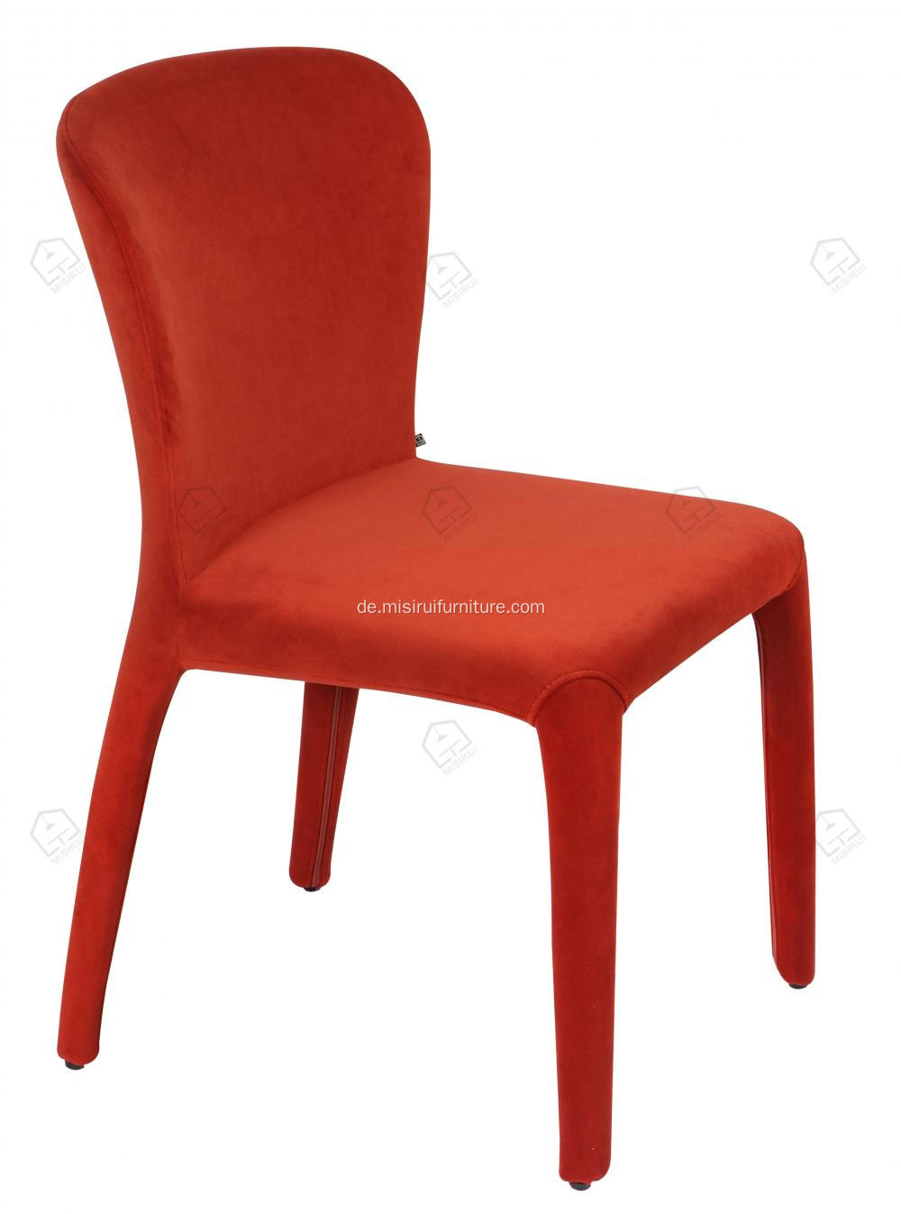 Italienische minimalistische Red Leder -Armlehnen -Speisestühle