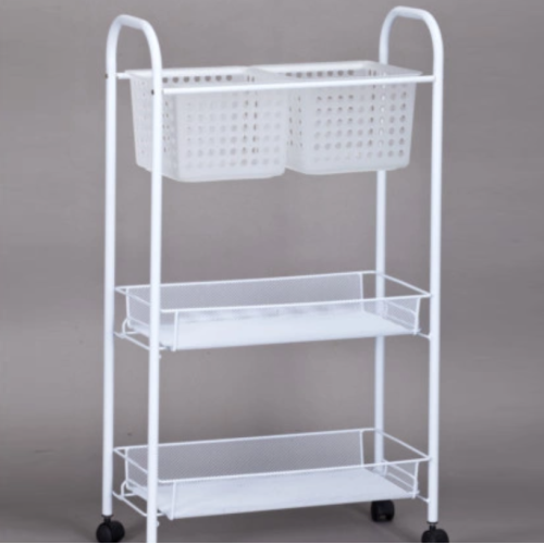 Three-tier storage trolley with wheels