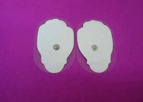 Palm Shape Snap Self Adhesive Tens Electrode Massage Pad For Physicotherapy, White / Gray Snap Electrode Pads