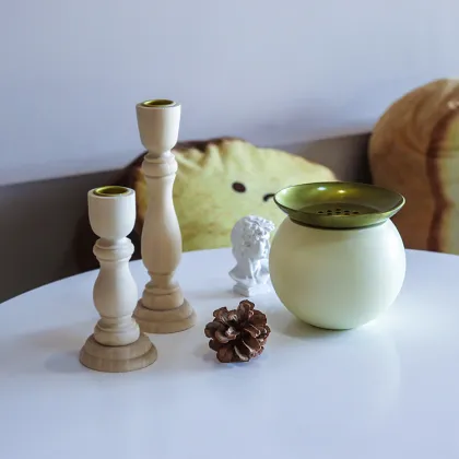 Wooden Incense Burner and Candle Holder