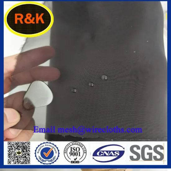 Black polyester mesh with waterproof treatment