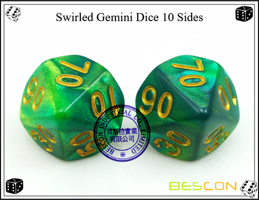 Swirled Gemini Dice 10 Sides
