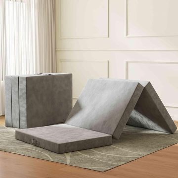 6 Inch Tri-Folding Memory Foam Mattress for Guests, Travel, and Camping