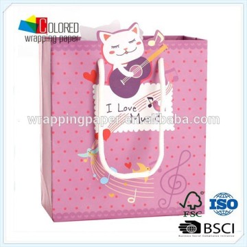 Child Stereo Appliques Paper Bags glossy lamination Cheap Paper Bags