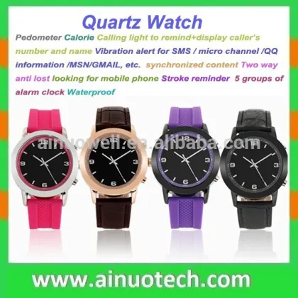 IP67 water resistant watch LED long standby bluetooth vibration smart wrist watch slim stone quartz watch